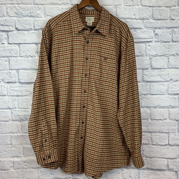 LL Bean‎ Men Long Sleeve Multicolor Check Flannel Button Shirt XL X-Large TALL - Picture 1 of 7